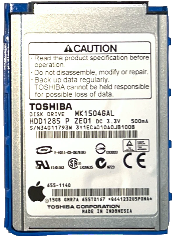 15GB Toshiba MK1504GAL 50-Pin IDE Thin HDD Hard Drive for Apple iPod Classic 3rd Generation A1040