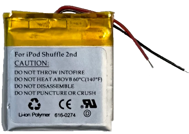 162mah Lithium Ion Polymer Battery for Apple iPod Shuffle 2nd Generation A1204 3.7V 0.6Whr