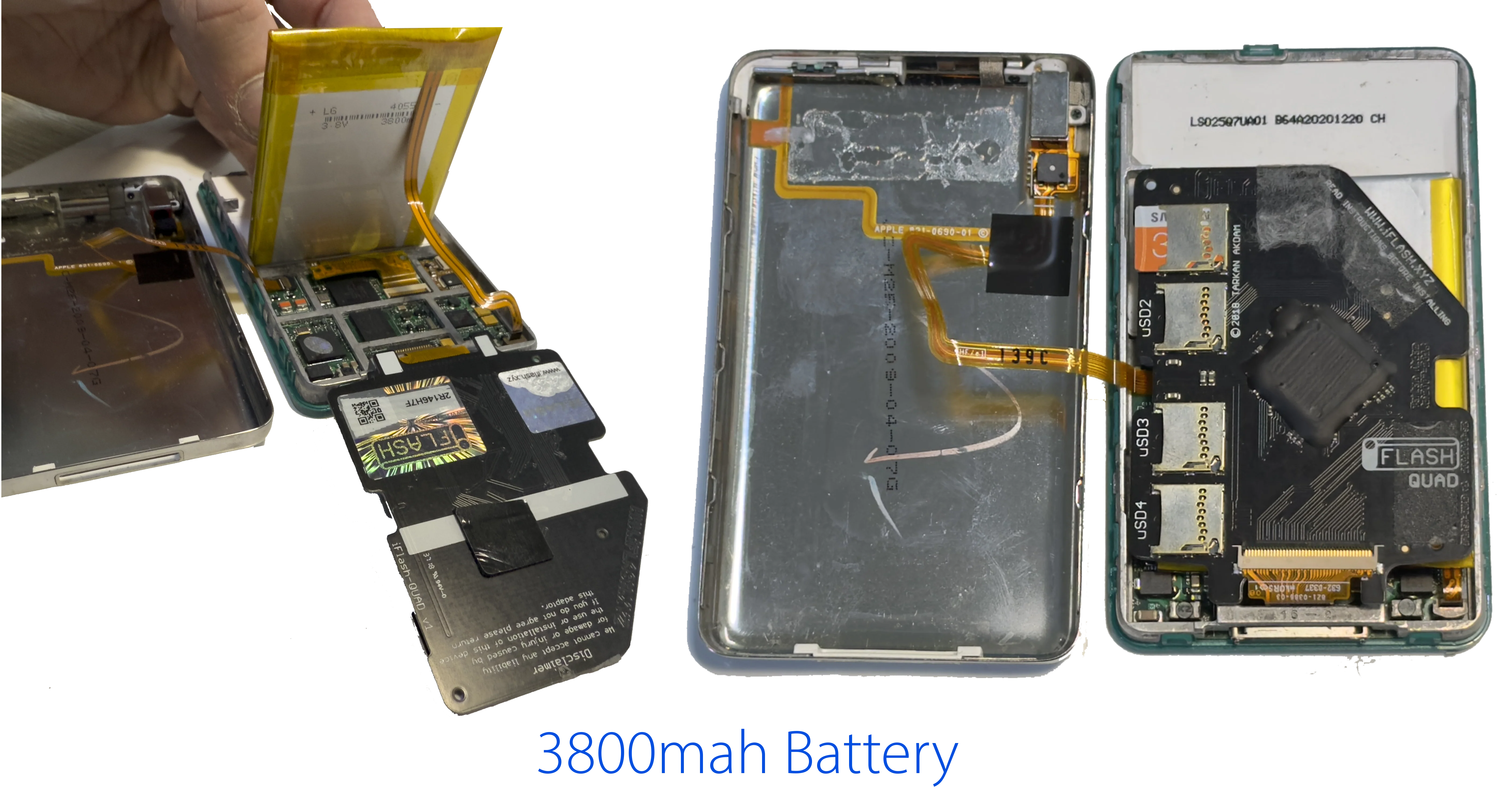 3800mah 'Thin Model' Extended Capacity Lithium-Ion Polymer Battery for Apple iPod Video 5th 5.5 Enhanced A1136 & iPod Classic 6th 7th A1238 - Image 4