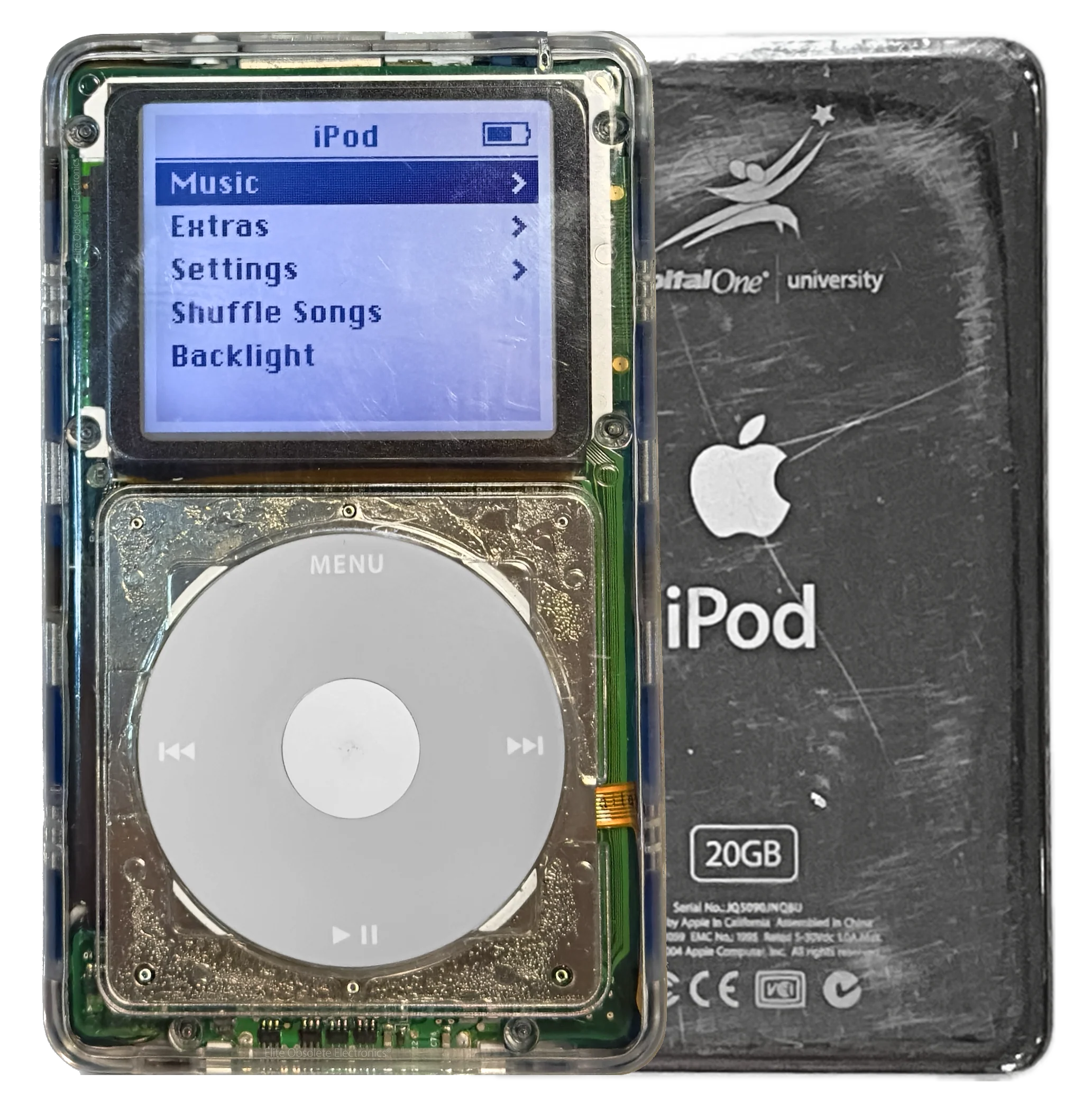 Refurbished Apple iPod 4th Generation Monochrome 20GB Rare iVue Transparent & Capital One University 2004 A1059