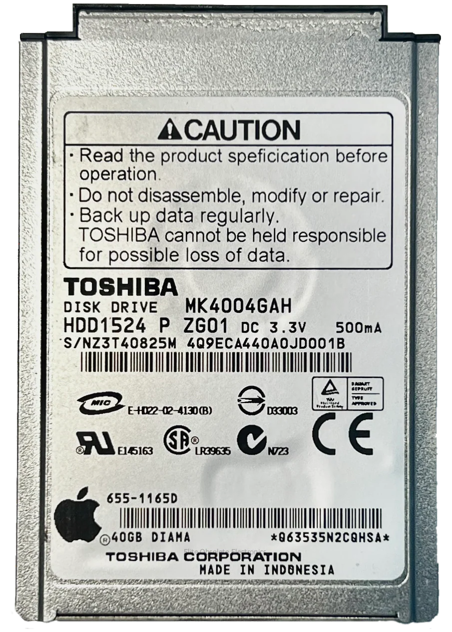 40GB Toshiba MK4004GAH 50-Pin IDE Thick Dual-Platter HDD Hard Drive for Apple iPod Classic 3rd Generation