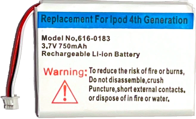 750mah Li-ion Replacement Battery for Apple iPod Classic 4th Generation Monochrome A1059 & iPod Photo Color Display A1099