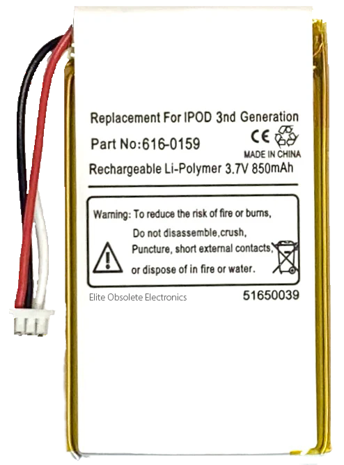 850mah Lithium-Polymer Battery for Apple iPod Classic 3rd Generation A1040
