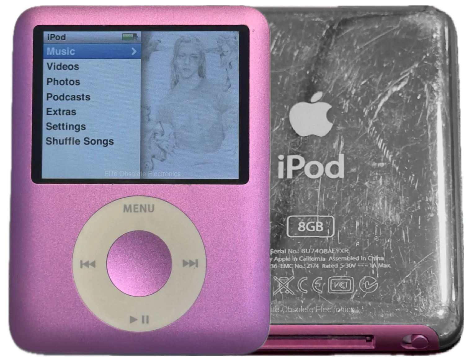 Apple iPod Nano 3rd Generation Pink 4GB 8GB A1236 MB453LL/A Used & Refurbished 520mah