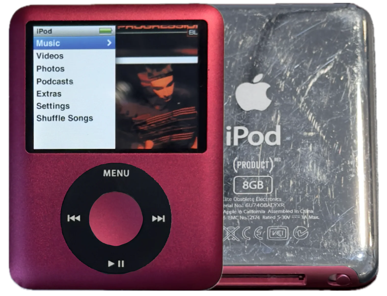Apple iPod Nano 3rd Generation Product Red & Black 8GB A1236 MB257LL/A Refurbished 520mah
