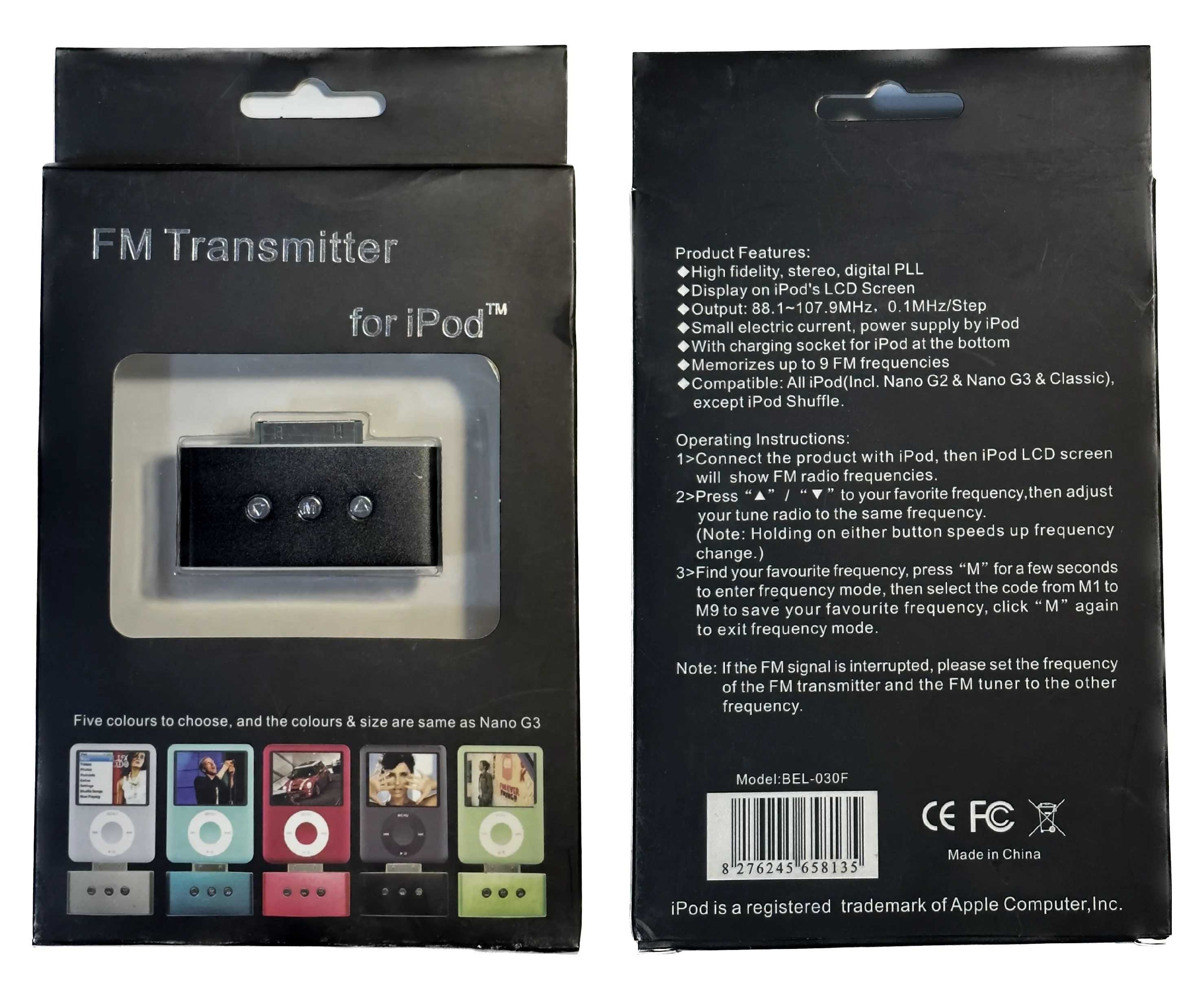 FM Radio Transmitter Adapter for iPods with 30-Pin Dock Connector USB for Car Stereo - Image 3
