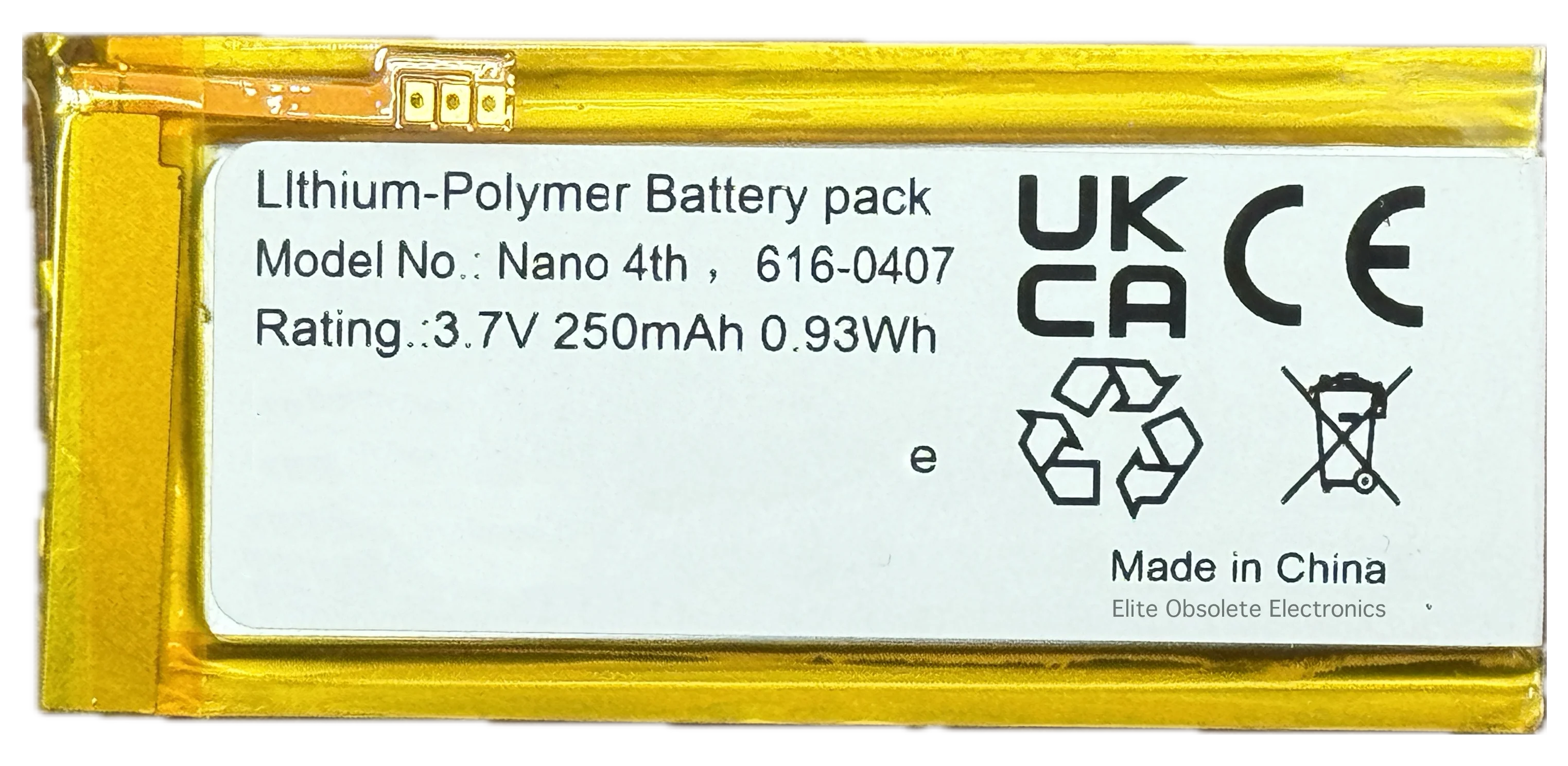 New 250mah Lithium-Ion Polymer Battery for Apple iPod Nano 4th Generation A1285