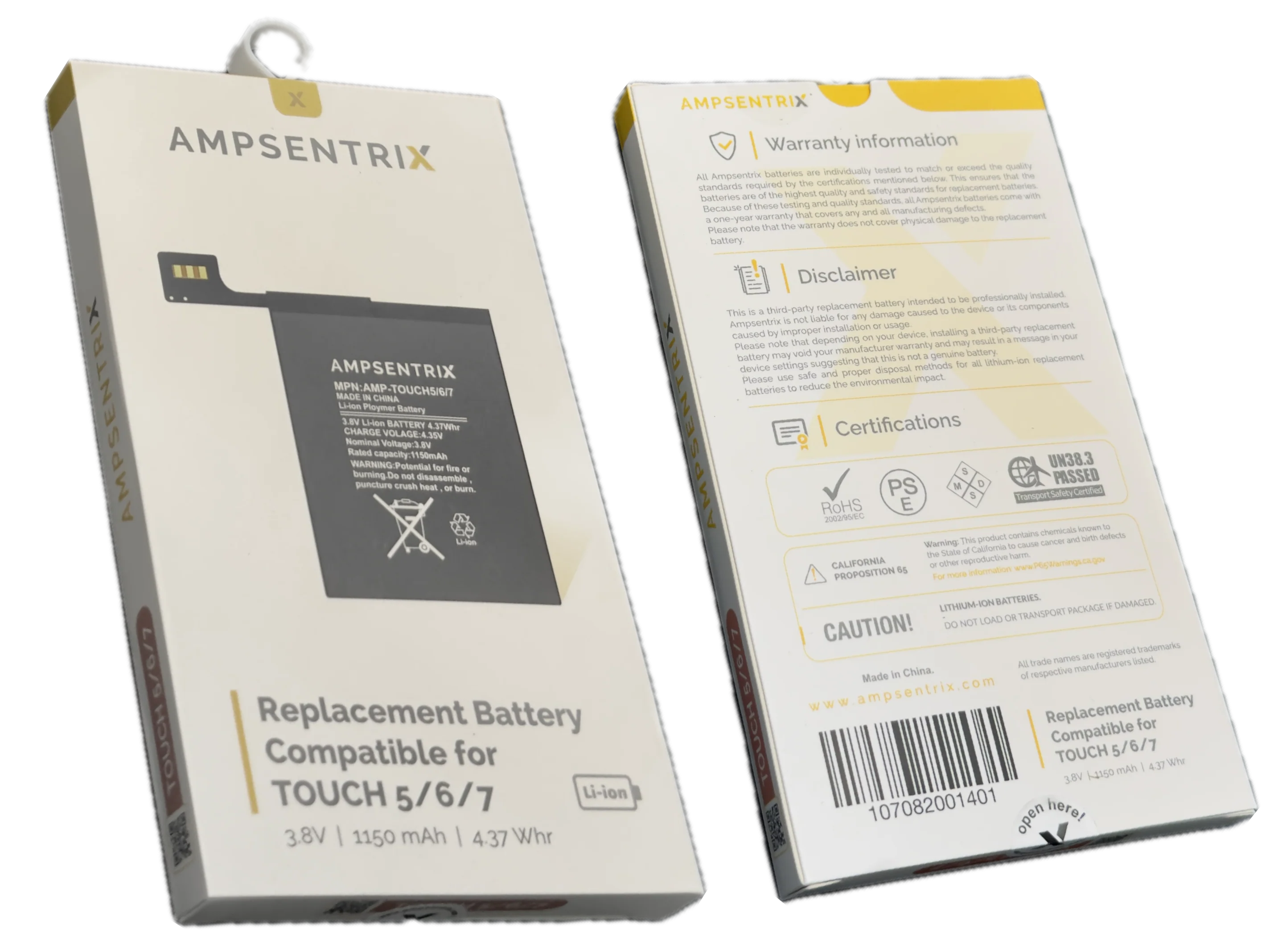 New AmpSentrix 1150mah Extended Capacity Lithium-Ion Polymer Battery for Apple iPod Touch 5th 6th 7th Generation A1421 A1509 A1574 A2178 - Image 3