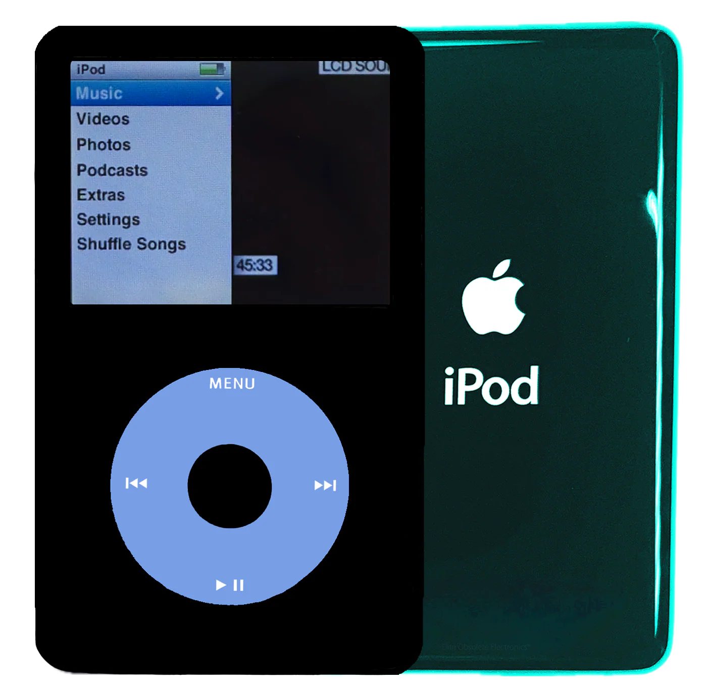 New Apple iPod Classic 6th & 7th Generation Black / Light Blue / Black (Pine Green)