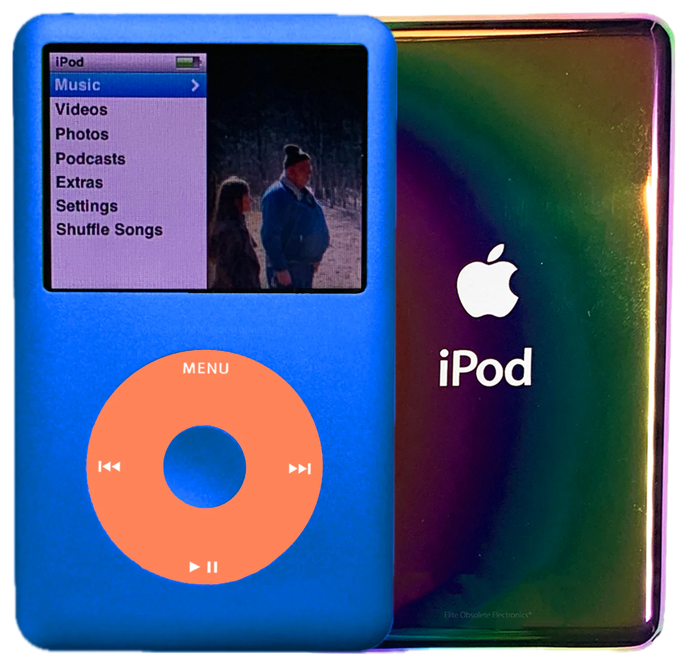 New Apple iPod Classic 6th & 7th Generation Blue Metal / Orange / Blue Metal (Rainbow)