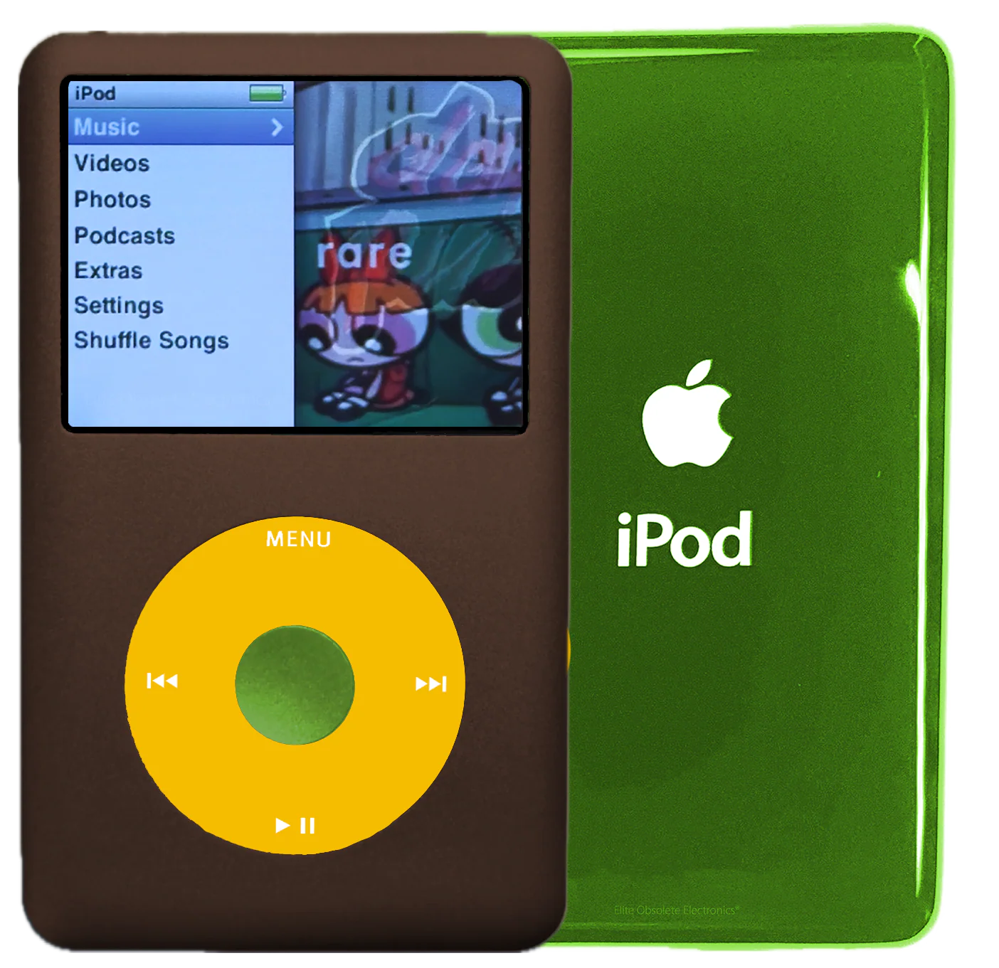 New Apple iPod Classic 6th & 7th Generation Earth Brown / Yellow / Lime Green (Toxic Green)