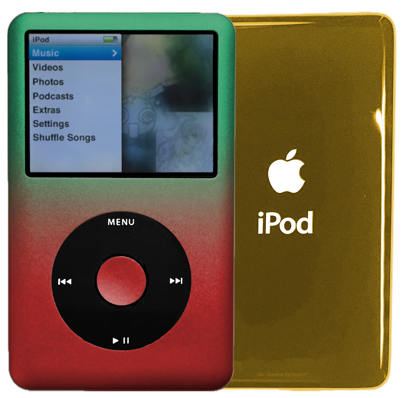 New Apple iPod Classic 6th & 7th Generation Gradient Green/Red / Black / Red (Gold)