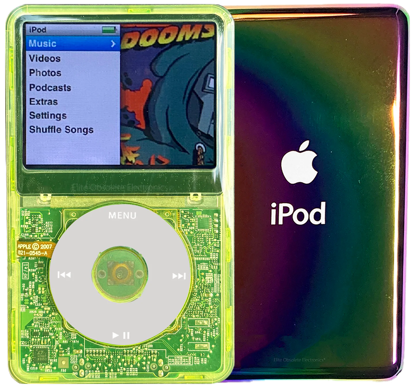 New Apple iPod Classic 6th & 7th Generation Green Crystal Plastic / Grey / Green Crystal (Rainbow)