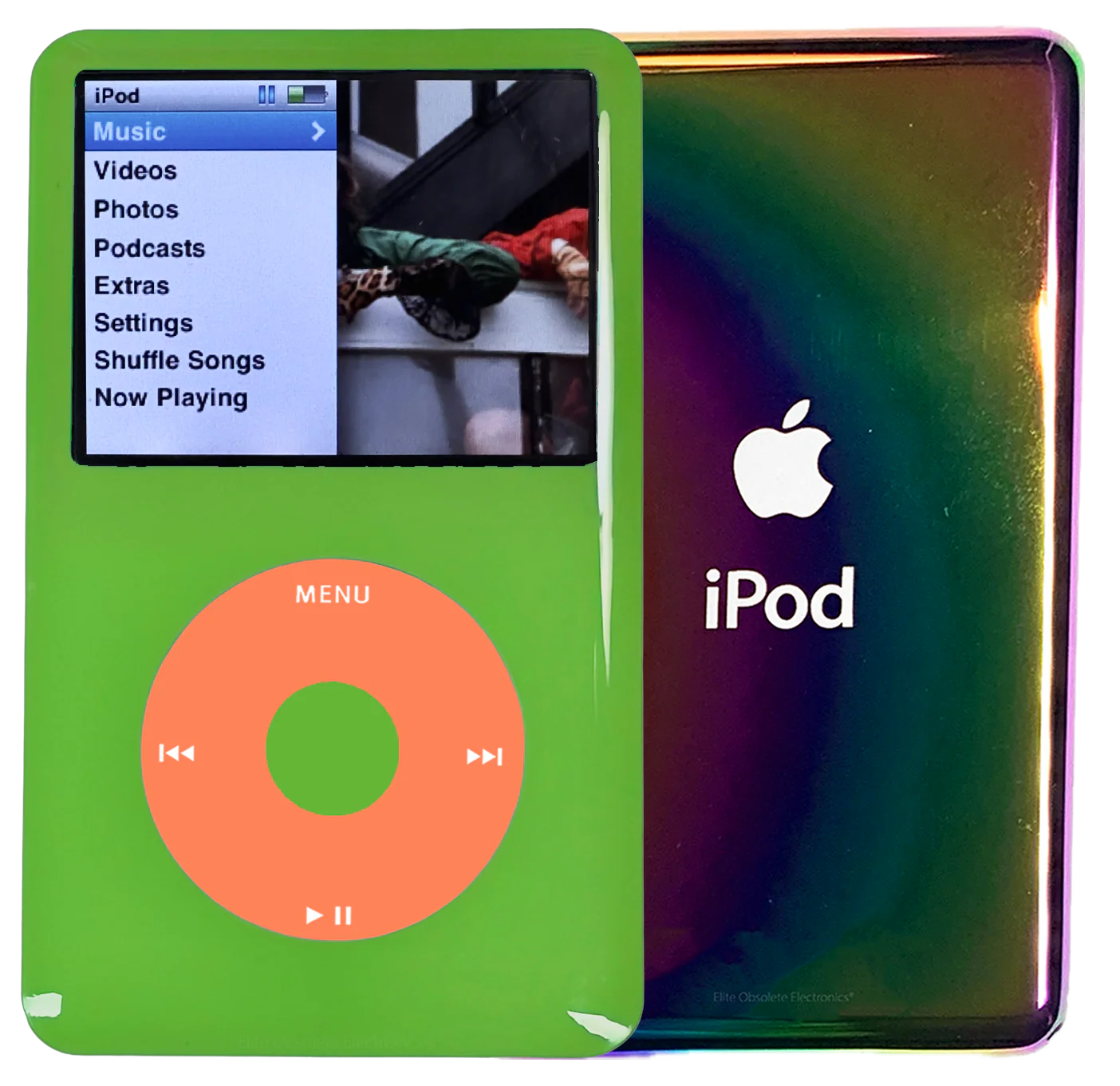 New Apple iPod Classic 6th & 7th Generation Green Plastic / Orange / Green Plastic (Rainbow)