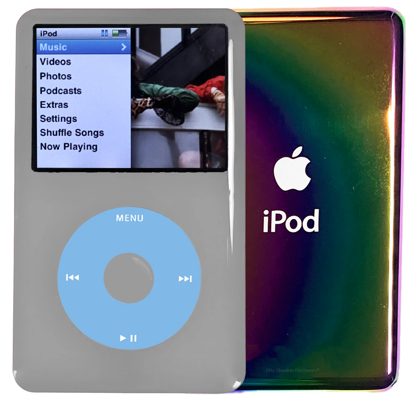 New Apple iPod Classic 6th & 7th Generation Grey Plastic / Light Blue / Grey Plastic (Rainbow)