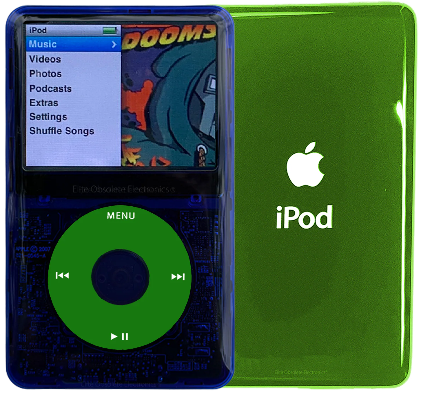 New Apple iPod Classic 6th & 7th Generation Indigo Crystal Plastic / Green / Green Crystal (Toxic Green)