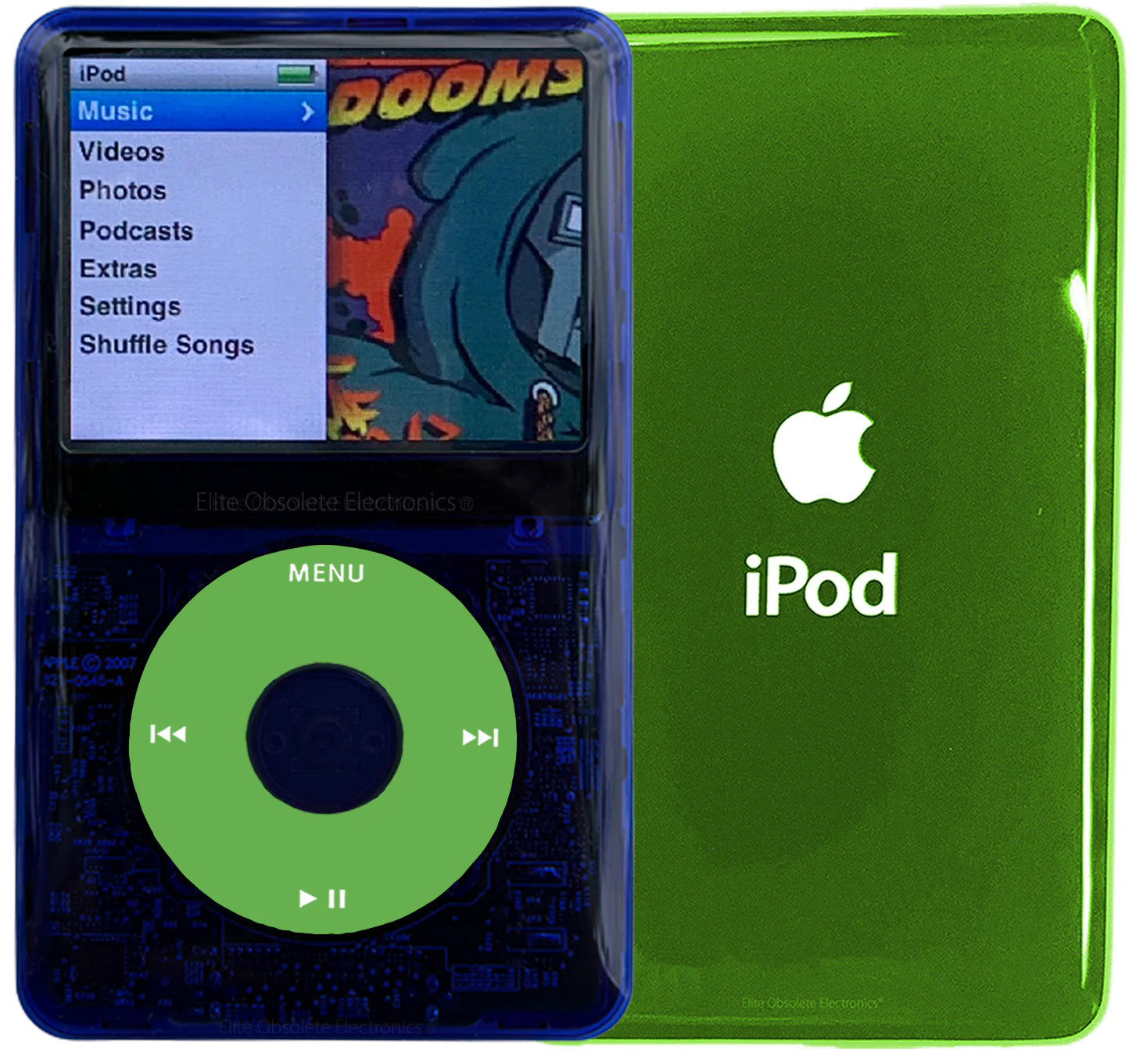 New Apple iPod Classic 6th & 7th Generation Indigo Crystal Plastic / Light Green / Green Crystal (Toxic Green)