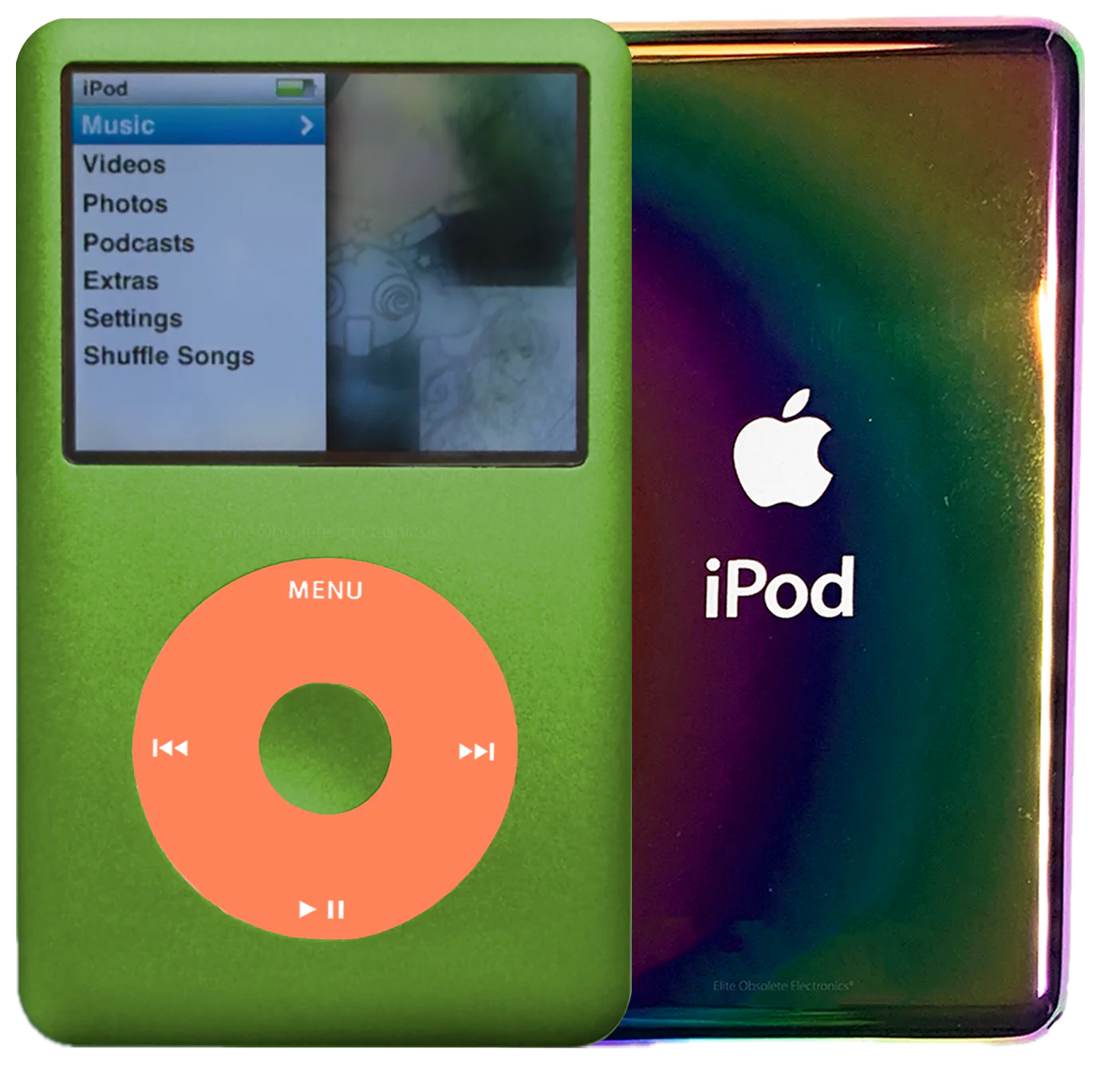 New Apple iPod Classic 6th & 7th Generation Lime Green Metal / Orange / Lime Green Metal (Rainbow)