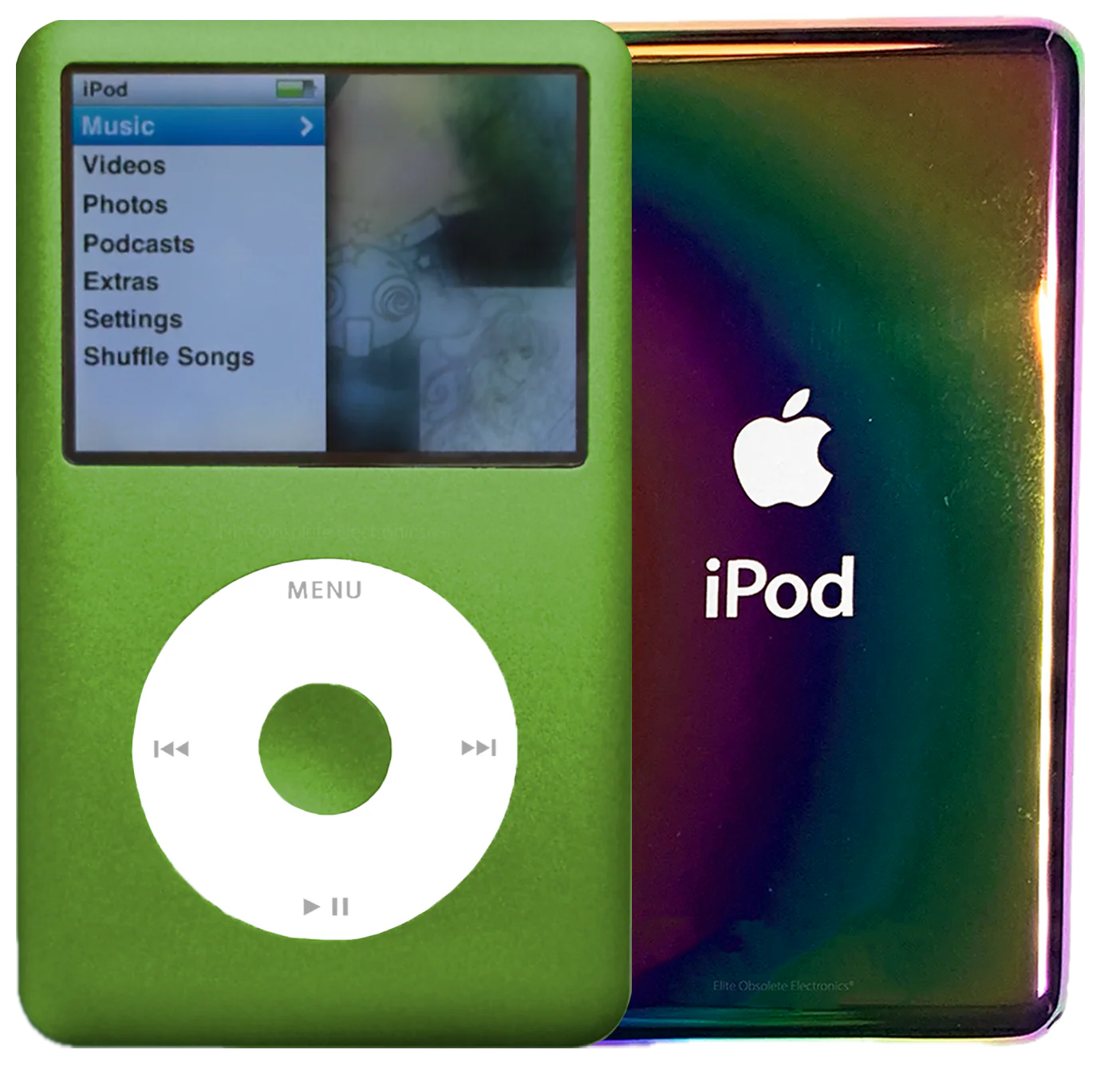 New Apple iPod Classic 6th & 7th Generation Lime Green Metal / White / Lime Green Metal (Rainbow)