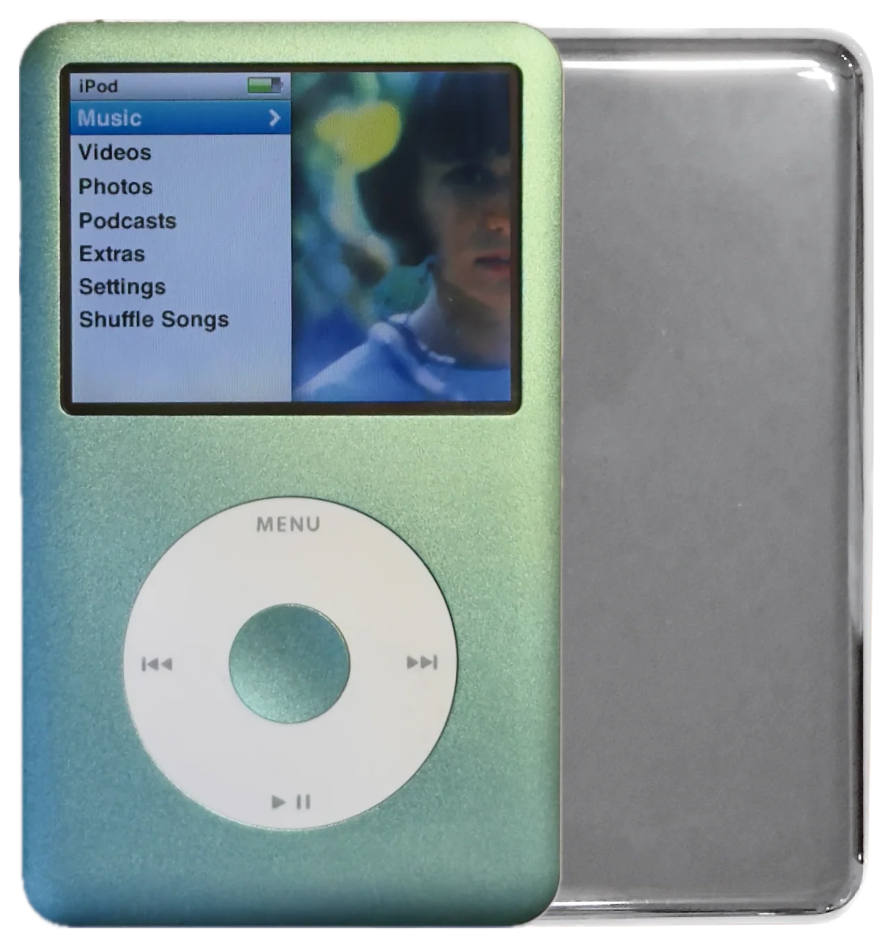 New Apple iPod Classic 6th & 7th Generation Mint Green / White / Mint Green (Silver Fully Blank)