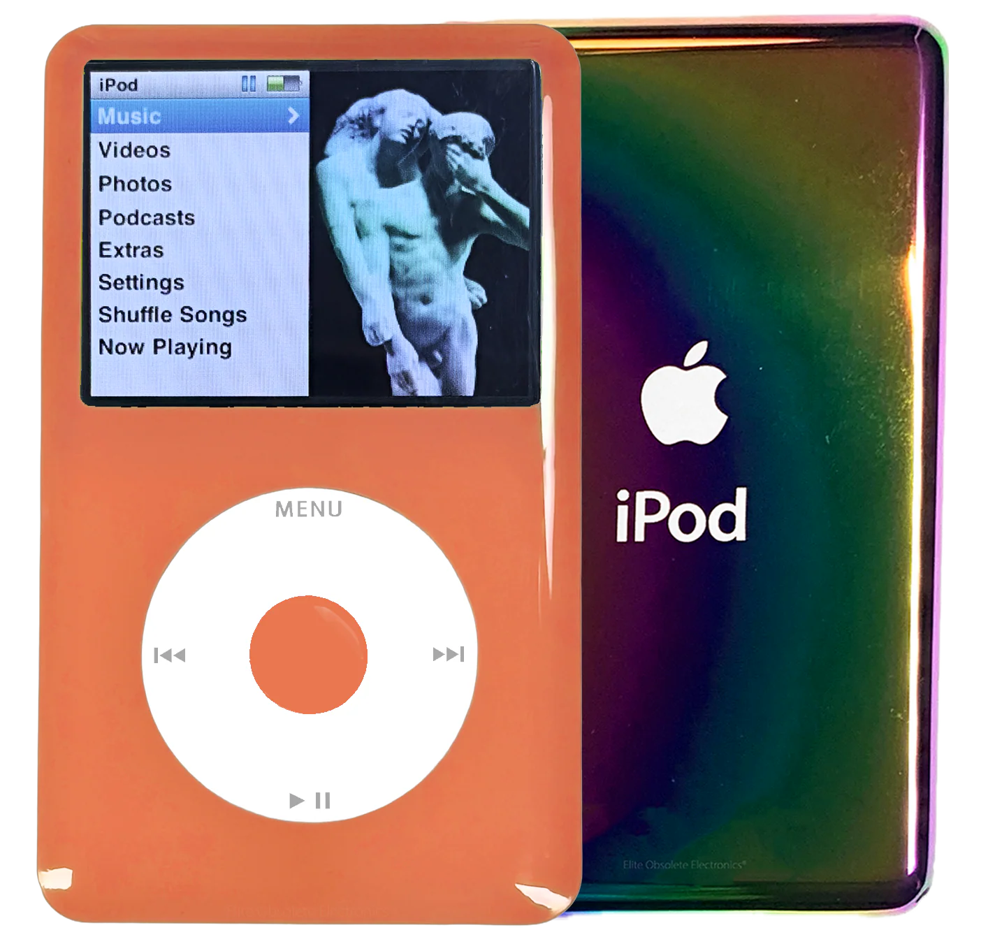 New Apple iPod Classic 6th & 7th Generation Orange Plastic / White / Orange Plastic (Rainbow)
