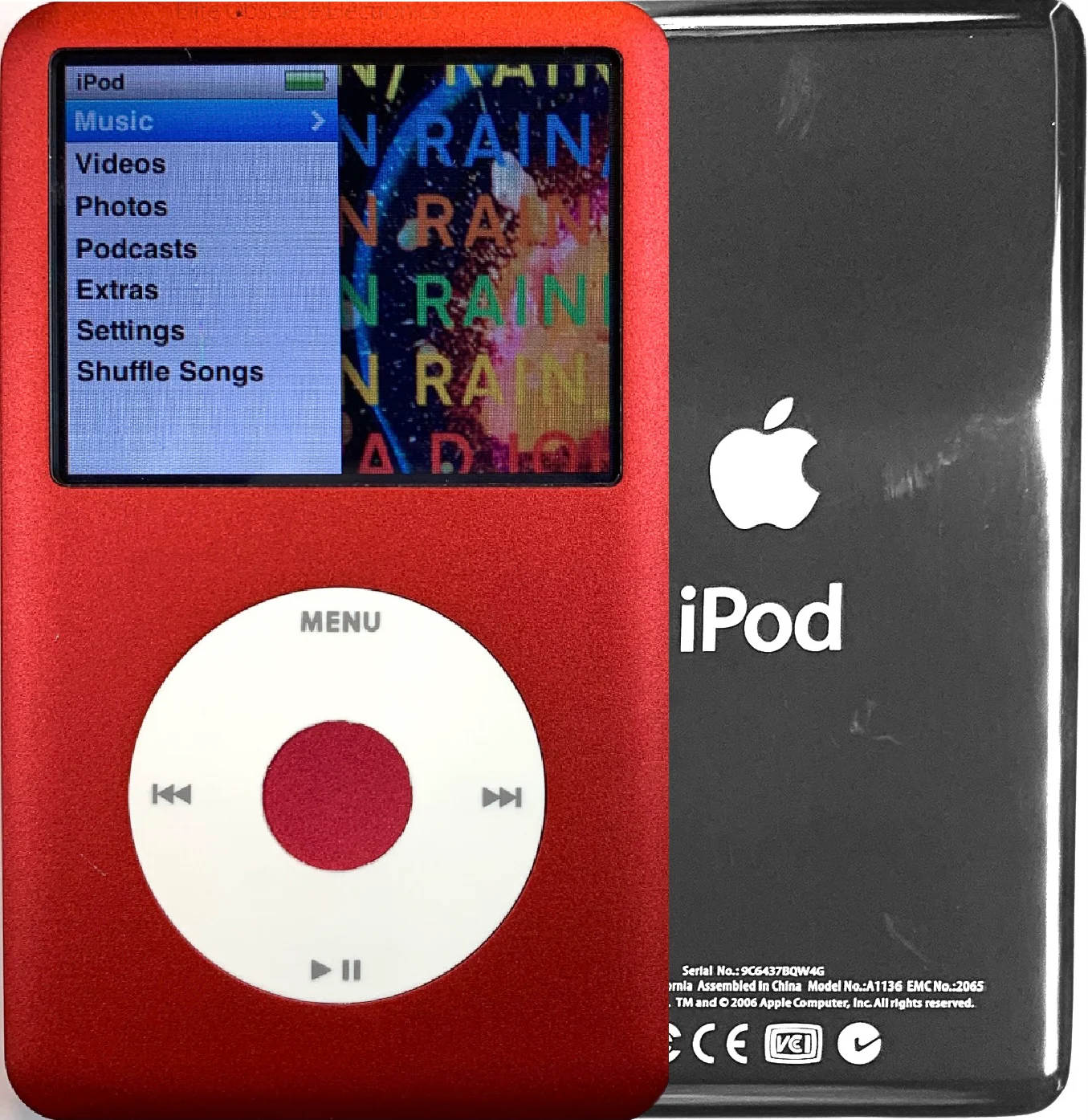 New Apple iPod Classic 6th & 7th Generation Red Metal / White / Red Metal (Silver)