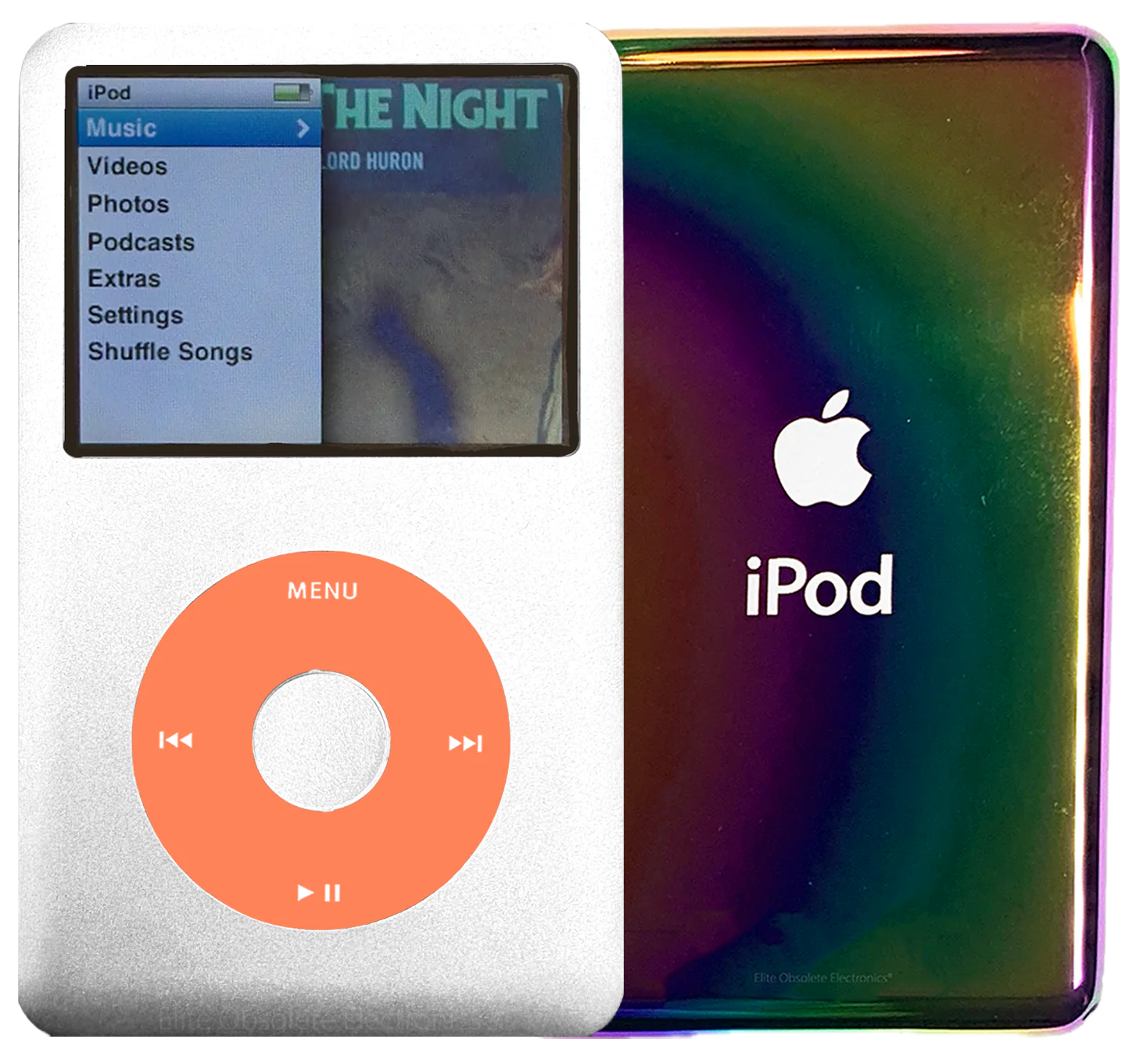New Apple iPod Classic 6th & 7th Generation Silver Metal / Orange / Silver Metal (Rainbow)