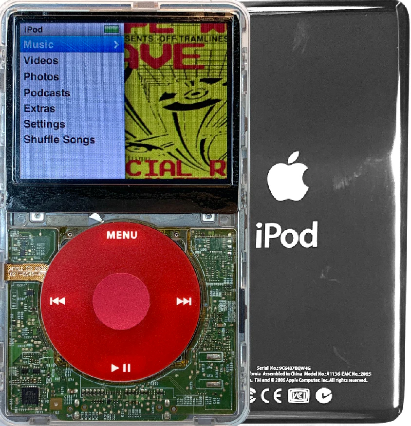 New Apple iPod Classic 6th & 7th Generation Transparent / Red / Red (Silver)