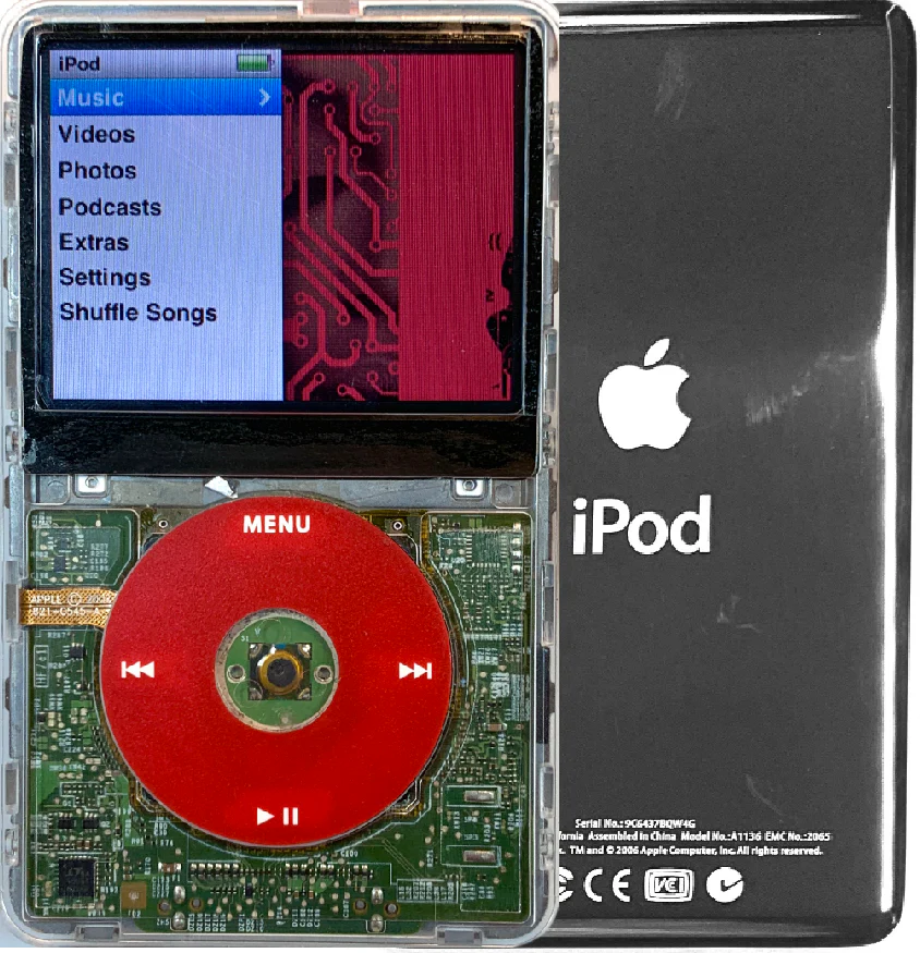 New Apple iPod Classic 6th & 7th Generation Transparent / Red / Transparent (Silver)