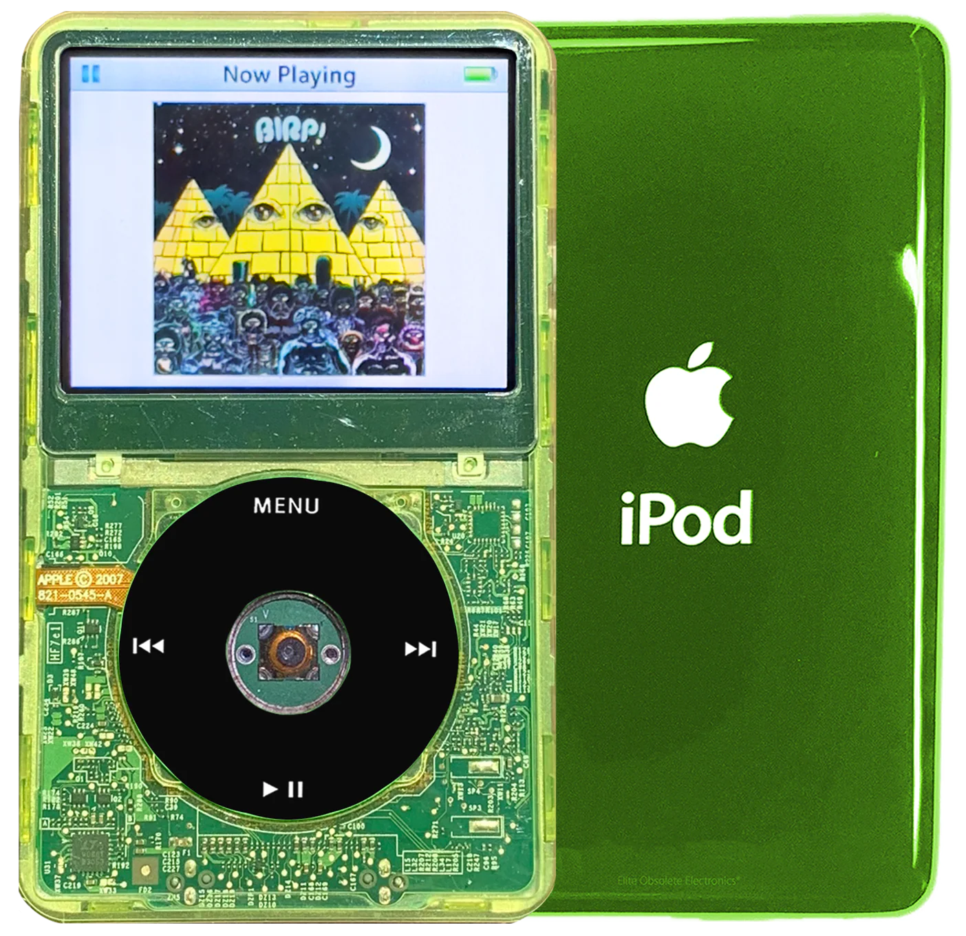 New Apple iPod Video Classic 5th & 5.5 Enhanced Green Crystal Plastic / Transparent / Black (Toxic Green)