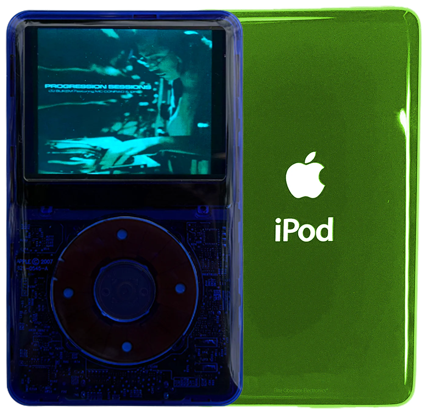 New Apple iPod Video Classic 5th & 5.5 Enhanced Indigo Crystal Plastic / Indigo Crystal Plastic / Indigo Crystal Plastic (Toxic Green)