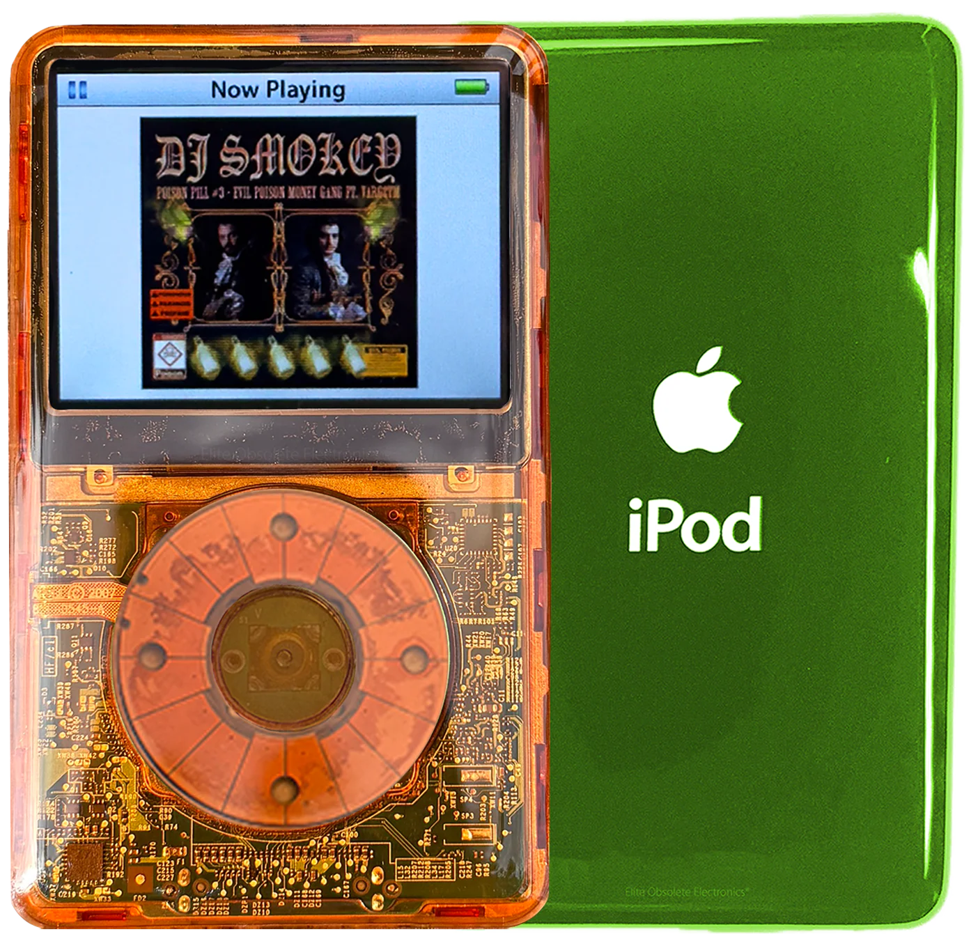 New Apple iPod Video Classic 5th & 5.5 Enhanced Orange Crystal Plastic / Orange Crystal Plastic / Orange Crystal Plastic (Toxic Green)