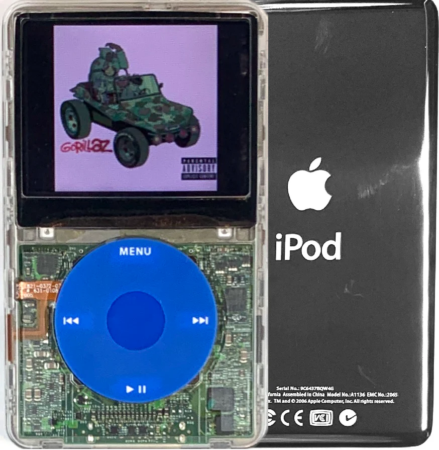 New Apple iPod Video Classic 5th & 5.5 Enhanced Transparent / Blue / Blue (Silver)