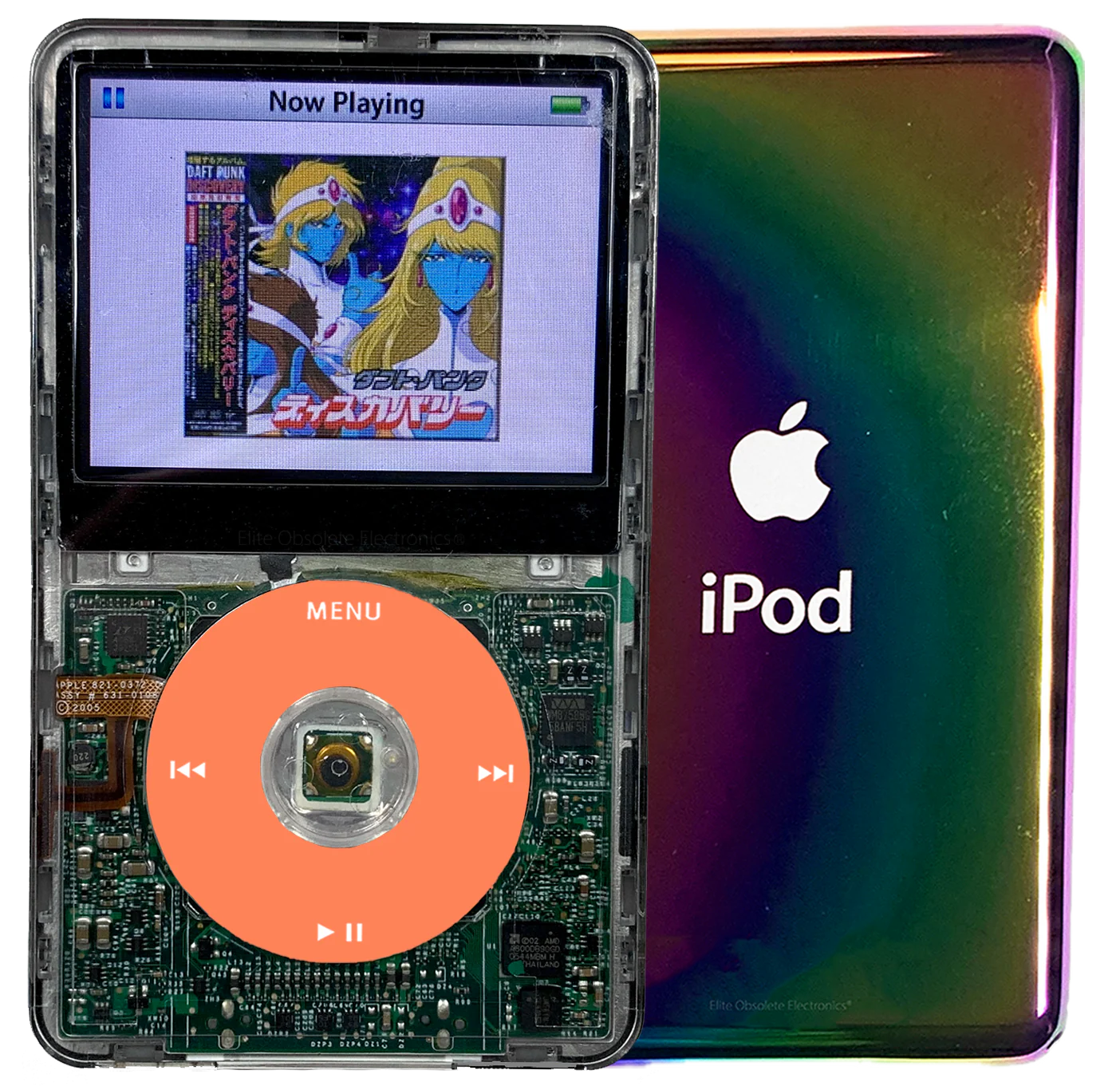 New Apple iPod Video Classic 5th 5.5 Enhanced Transparent / Orange / Transparent (Rainbow)