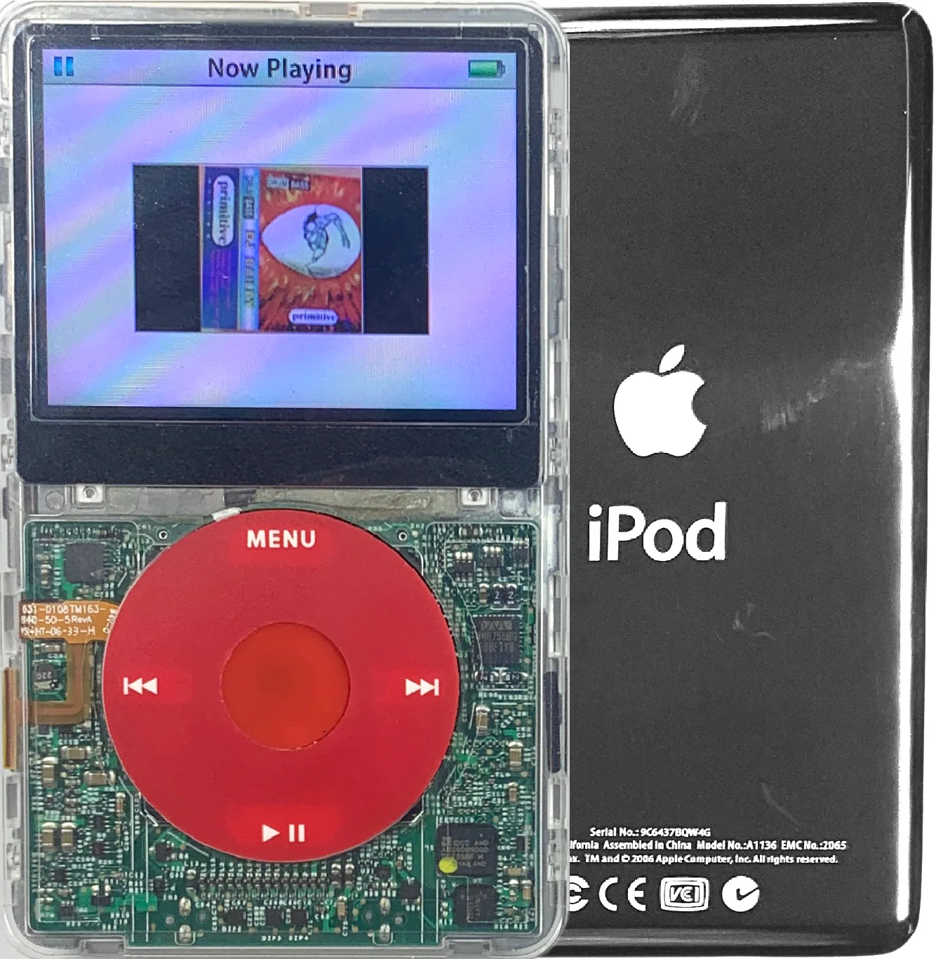 New Apple iPod Video Classic 5th & 5.5 Enhanced Transparent / Red / Red (Silver)