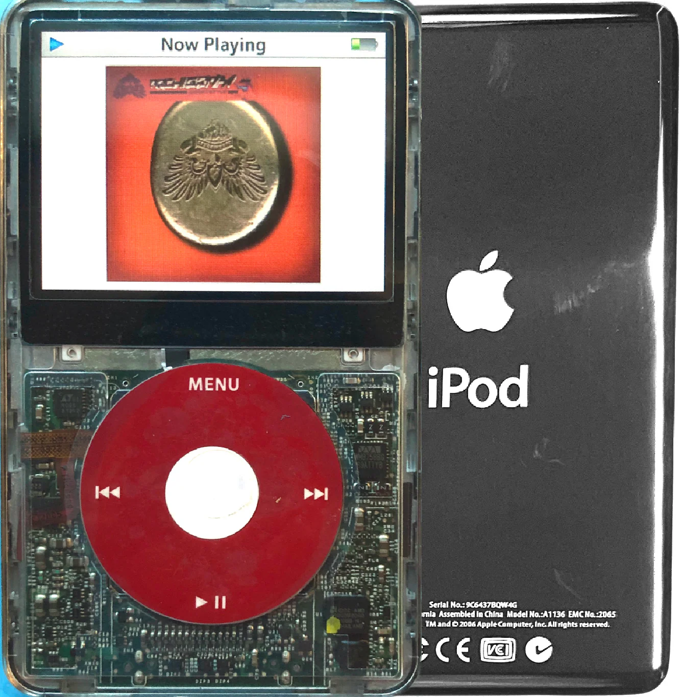 New Apple iPod Video Classic 5th & 5.5 Enhanced Transparent / Red / White (Silver)