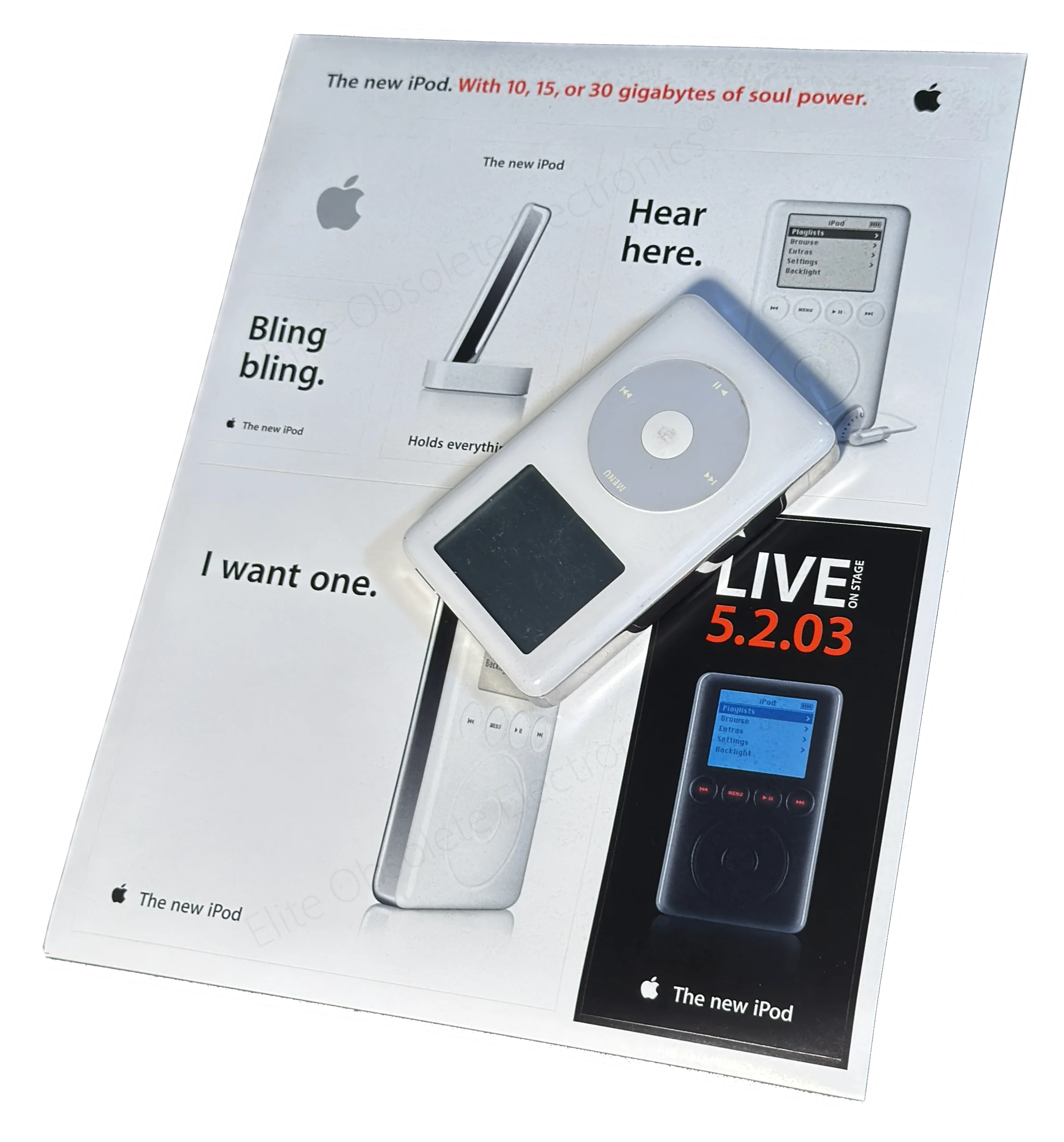 Original Apple 6 Piece Sticker Set ‘The new iPod’ Introductory Promo for iPod Classic 3rd Generation 2003 New - Image 2