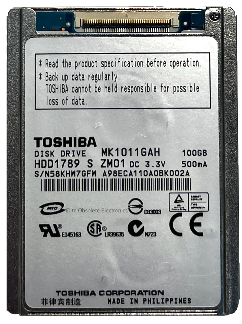 Toshiba MK1011GAH 100GB HDD Hard Drive Thick for Apple iPod Video & Classic