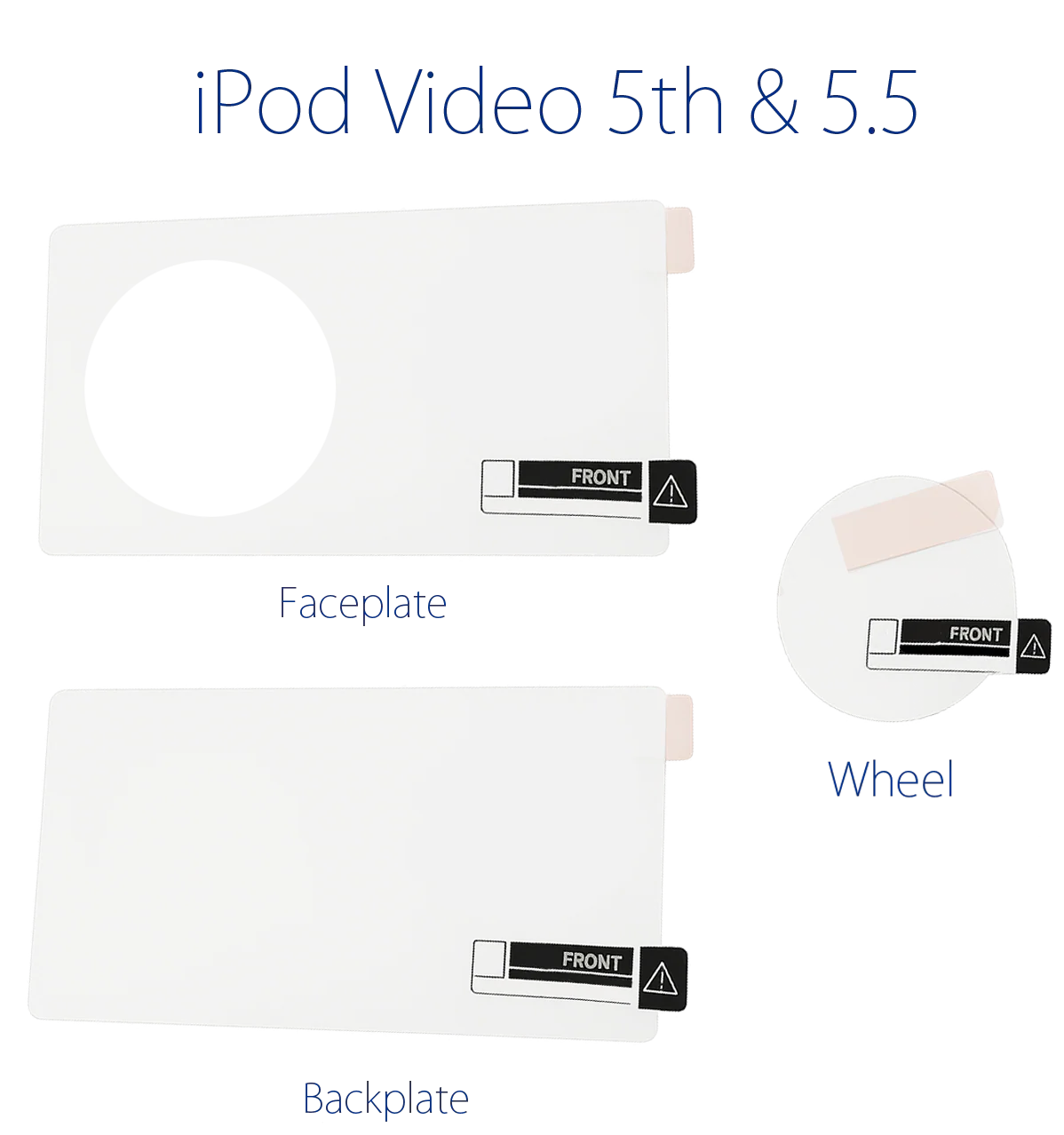 Clear Plastic Film Protectors for Screen Lens Backplate Faceplate Click Wheel for Apple iPod Video 5th 5.5 A1136 & iPod Classic 6th 7th A1238 - Image 2