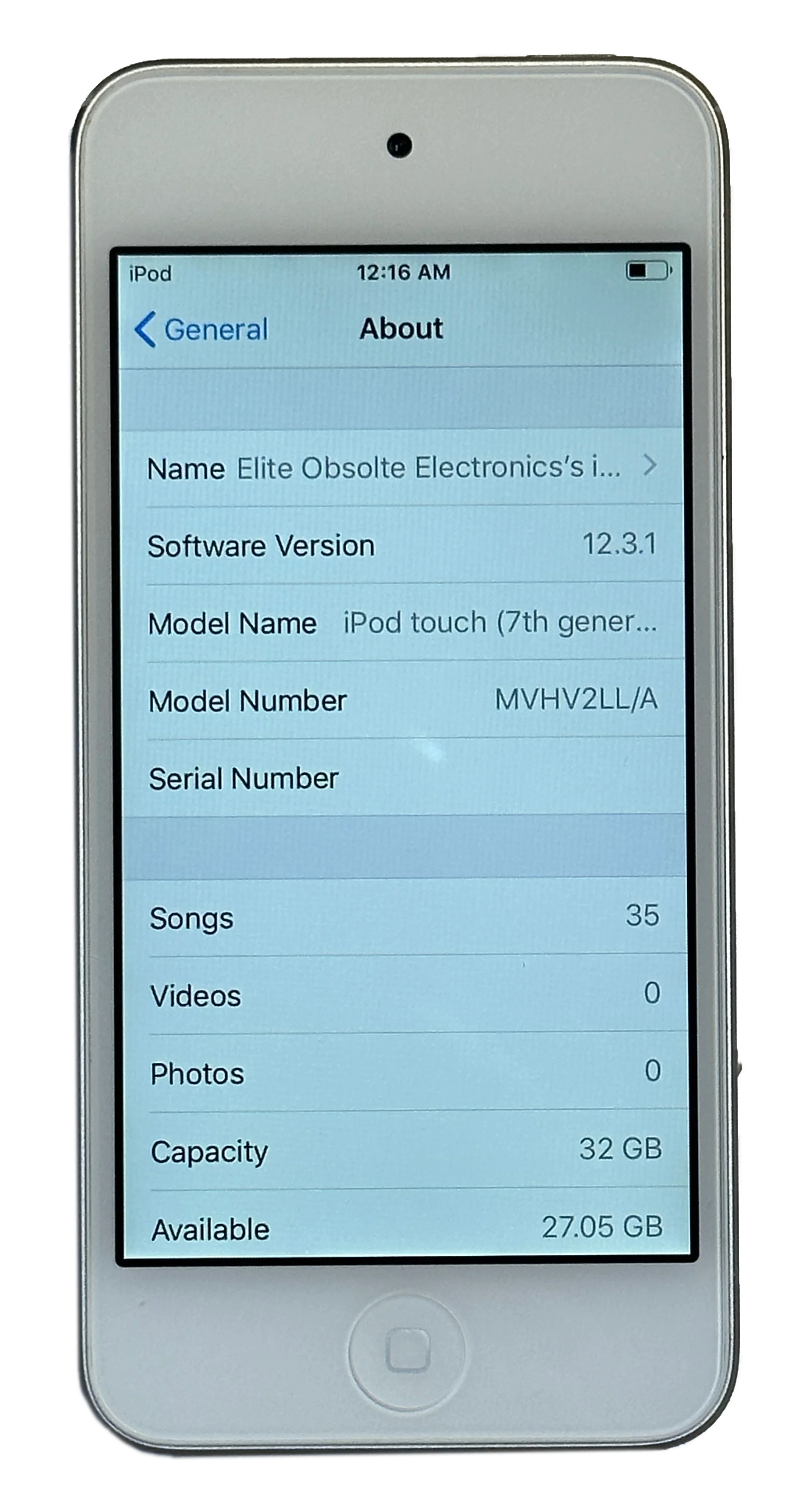 Rare iOS 12.3.1 Refurbished Apple iPod Touch 7th Generation Silver & White 32GB MVHV2LL/A A2178 - Image 2