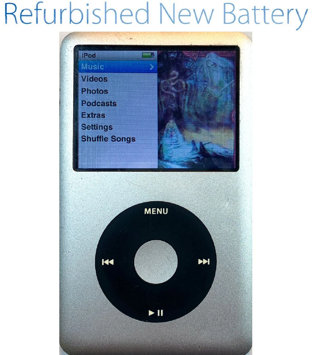 Refurbished Silver & Black Apple iPod Classic 6th & 7th Generation New Battery 650mah 850mah A1238