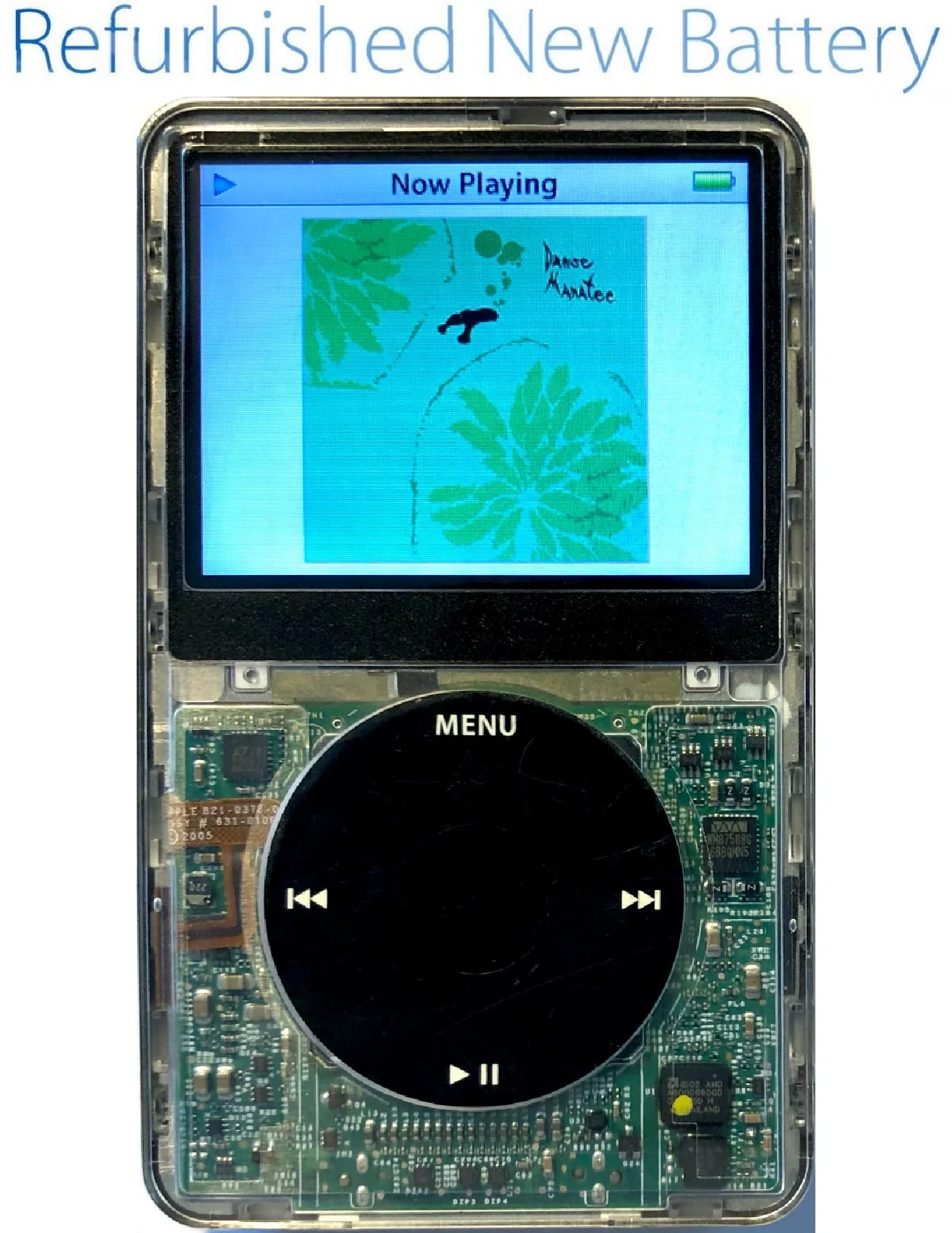 Refurbished Apple iPod Video 5th & 5.5 Enhanced Transparent Black New Battery 650mah 850mah A1136